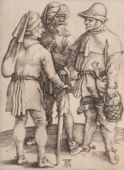 Trzej chłopi w rozmowie, 1497-1498. autorstwa Albrecht Dürer
