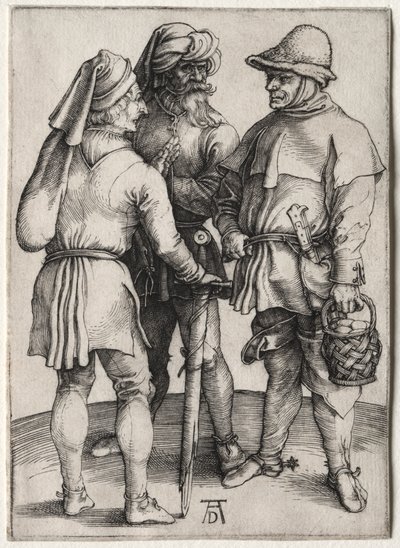 Trzej chłopi w rozmowie, c. 1497. autorstwa Albrecht Dürer