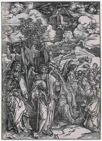 Czterej aniołowie powstrzymujący wiatry / Zapieczętowanie wybranych, V. postać, arkusz 7 z cyklu „Apokalipsa” autorstwa Albrecht Dürer