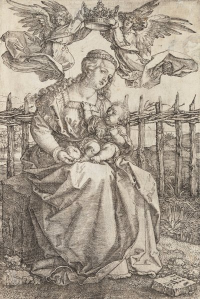 Dziewica Maryja ukoronowana przez dwa anioły autorstwa Albrecht Dürer