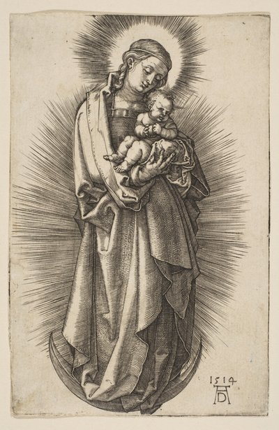 Dziewica z Dzieciątkiem na półksiężycu z diademem, 1514. autorstwa Albrecht Dürer