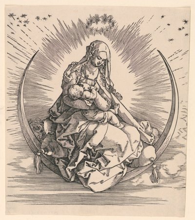 Dziewica na Półksiężycu (Strona tytułowa Życia Dziewicy) autorstwa Albrecht Dürer