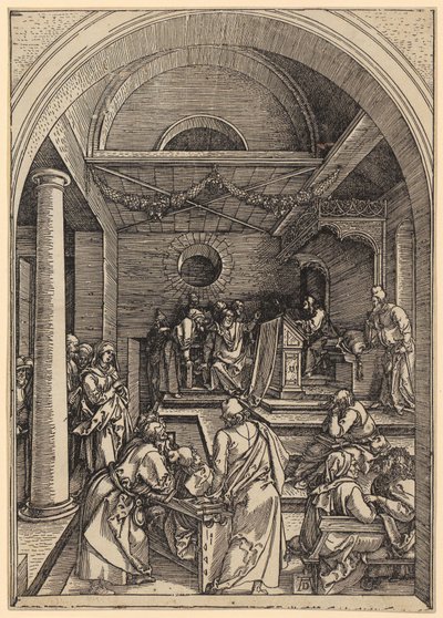 Dwunastoletni Jezus w świątyni, strona 16 serii „Życie Maryi” autorstwa Albrecht Dürer