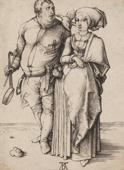 Kucharz i jego żona, c.1496 (grawerowanie) autorstwa Albrecht Dürer