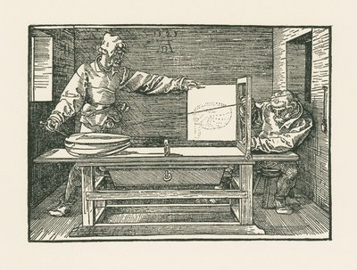Mężczyzna rysujący lutnię autorstwa Albrecht Dürer or Duerer