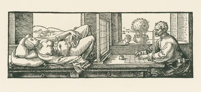Mężczyzna rysujący leżącą kobietę autorstwa Albrecht Dürer or Duerer