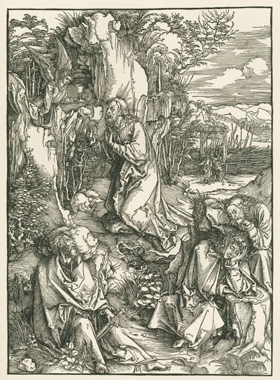 Agonia w Ogrójcu - Chrystus na Górze Oliwnej, ok. 1496-97 (drzeworyt) autorstwa Albrecht Dürer or Duerer