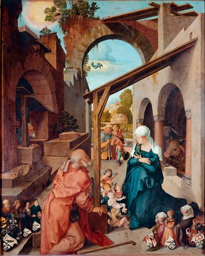 Ołtarz Paumgartner: „”Nativite”” Obraz Albrechta Durera (1471-1528) ok. 1504 r. Ciemny. 155x126 cm Monachium, Stara Pinakoteka autorstwa Albrecht Dürer