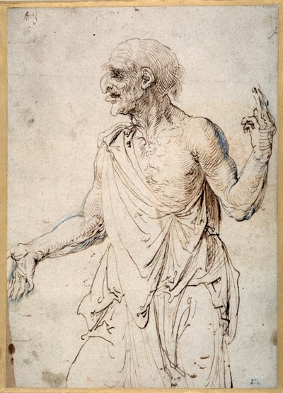 Stary człowiek gestykulujący (pióro i atrament na papierze) autorstwa Albrecht Dürer