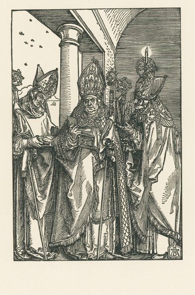 Biskup Mikołaj, święci Ulryk i Erazm, ok. 1505 r. (drzeworyt) autorstwa Albrecht Dürer or Duerer