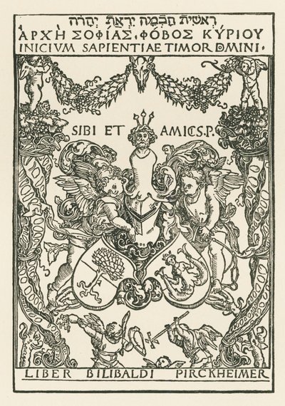 Tabliczka znamionowa Willibalda Pirckheimera, ok. 1502 r. (drzeworyt) autorstwa Albrecht Dürer or Duerer