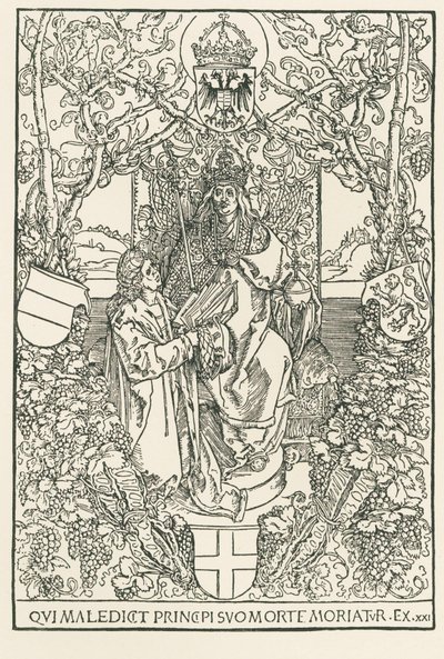 Celtes prezentuje swoje dzieło cesarzowi Maksymilianowi, wydrukowane dla Sodalitas Celtica, Norymberga autorstwa Albrecht Dürer or Duerer