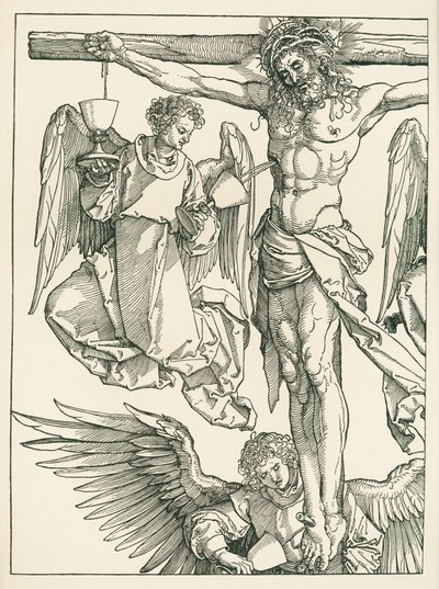 Chrystus na krzyżu z trzema aniołami, ok. 1513-13 (drzeworyt) autorstwa Albrecht Dürer or Duerer