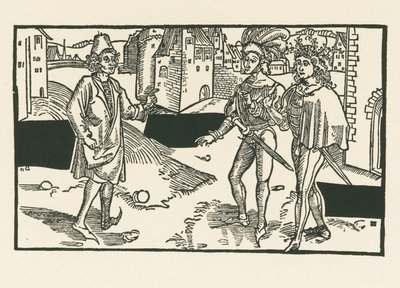 Davus, Pamphilus i Charinus, ok. 1492-93 (drzeworyt) autorstwa Albrecht Dürer or Duerer
