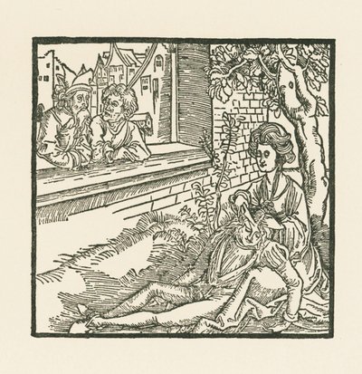 Delilah obcina włosy Samsonowi autorstwa Albrecht Dürer or Duerer