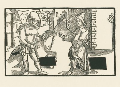Demea i Micio, ok. 1492-93 (drzeworyt) autorstwa Albrecht Dürer or Duerer