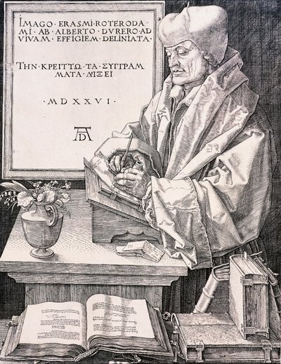 Erazm z Rotterdamu (Rotterdam 1466-1469 - Bazylea 1536), humanista i teolog autorstwa Albrecht Dürer