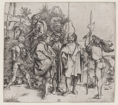 Pięciu żołnierzy i Turk na koniu, 1495-96 autorstwa Albrecht Dürer