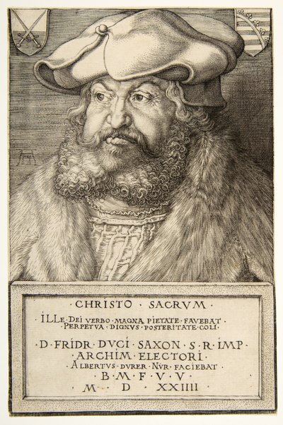 Fryderyk Mądry, Elektor Saksonii, wyd. 1524 (grawerowanie) autorstwa Albrecht Dürer