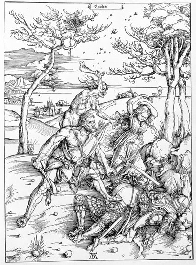 Herkules zabijający Molionidów, ok. 1496/98 (drzeworyt) autorstwa Albrecht Dürer or Duerer