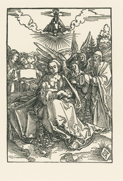 Święta Rodzina z pięcioma aniołami, ok. 1503-04 (drzeworyt) autorstwa Albrecht Dürer or Duerer