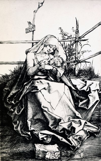Madonna z Dzieciątkiem w ogrodzeniu (grawerowanie na miedzi) autorstwa Albrecht Dürer