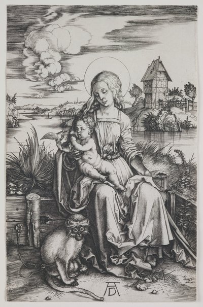 Madonna z małpą, ok. 1498 (rycina) autorstwa Albrecht Dürer or Duerer