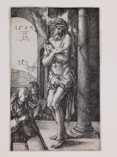 Człowiek Boleści przy kolumnie, z serii "Mała Pasja" autorstwa Albrecht Dürer or Duerer
