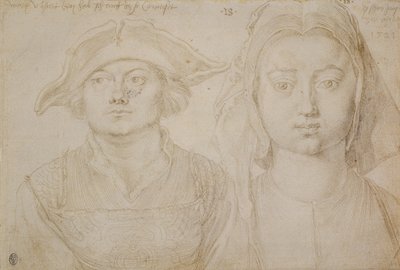 Marks Ulstat; Piękna młoda kobieta z Antwerpii, ok. 1520-21 r. (srebro, zagruntowane na papierze kredowanym w kolorze kości słoniowej) autorstwa Albrecht Dürer or Duerer