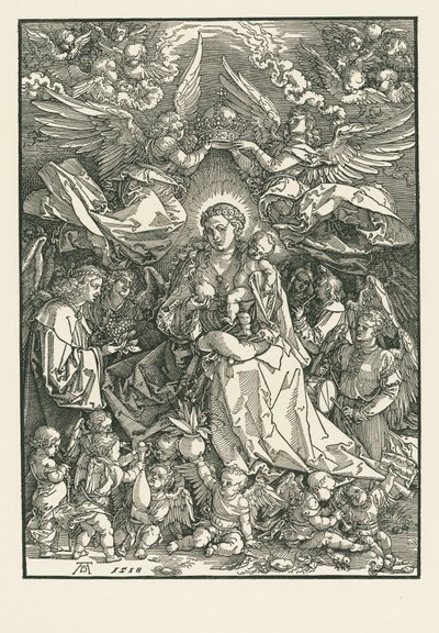 Maryja Dziewica ukoronowana przez dwóch aniołów autorstwa Albrecht Dürer or Duerer
