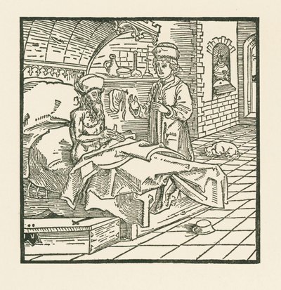Mistrz Cato na łożu śmierci daje dobre instrukcje swojemu synowi autorstwa Albrecht Dürer or Duerer