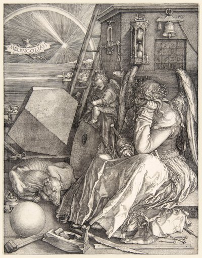 Melencolia I Albrechta Dürera (1471-1528) na jednym z jego 3 mistrzowskich rycin ukończonych w 1514 roku. autorstwa Albrecht Dürer