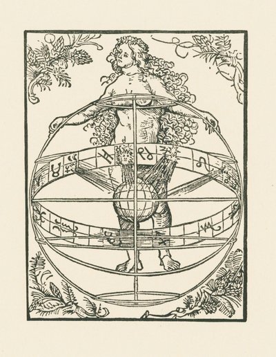 Naga kobieta z zodiakiem, ok. 1502-03 (drzeworyt) autorstwa Albrecht Dürer or Duerer