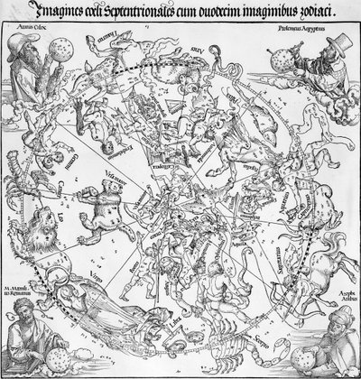 Para map północnej i południowej półkuli niebieskiej autorstwa Albrecht Dürer or Duerer