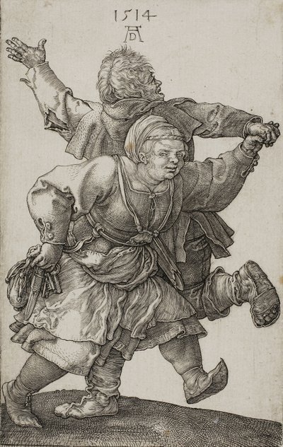 Tańcząca para chłopska, 1514 autorstwa Albrecht Dürer