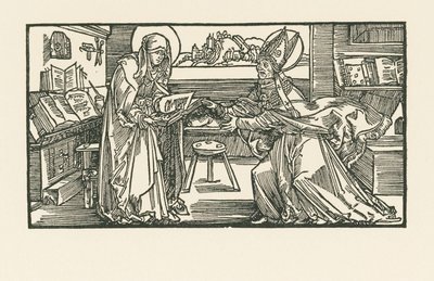 Święta Birgitta w swojej komnacie przekazująca swoje dzieło biskupowi autorstwa Albrecht Dürer or Duerer
