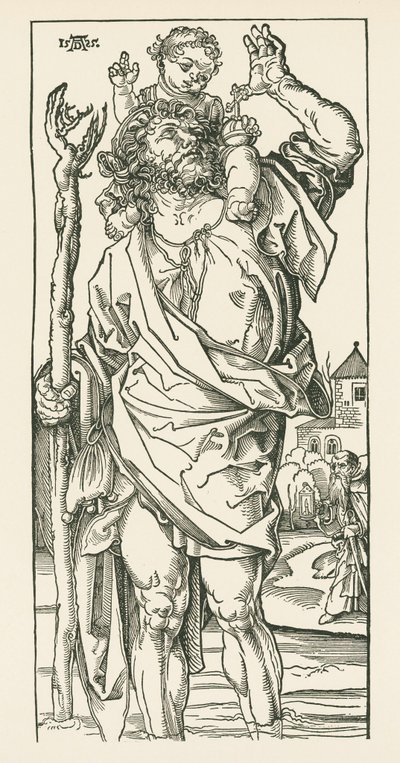 Święty Krzysztof. Norymberga, ok. 1500-05 (drzeworyt) autorstwa Albrecht Dürer or Duerer