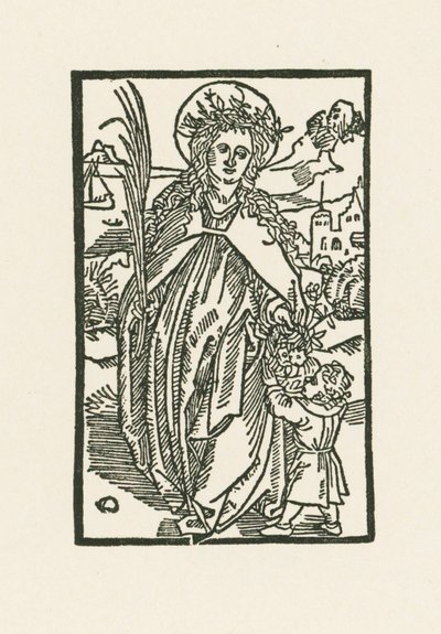 Święta Dorota. Ilustracja do Hortulus Anime. Wydrukowano przez Michael Furter, Bazylea autorstwa Albrecht Dürer or Duerer