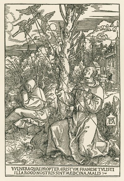 Święty Franciszek otrzymujący stygmaty, ok. 1503-04 (drzeworyt) autorstwa Albrecht Dürer or Duerer