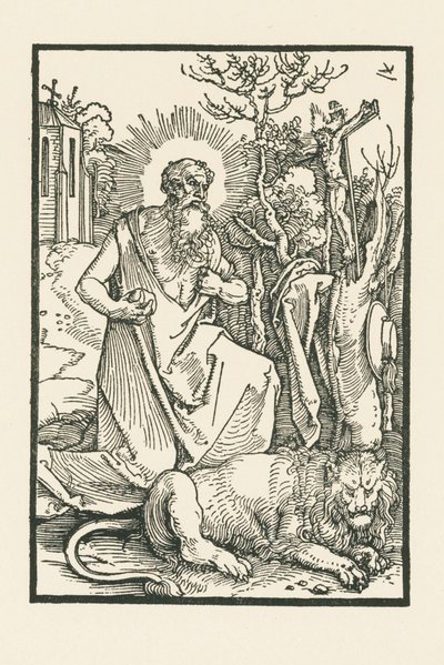 Święty Hieronim. Ilustracja do Lukas von Prag: Apologia. Druk: Hieronymus Höltzel, Norymberga autorstwa Albrecht Dürer or Duerer