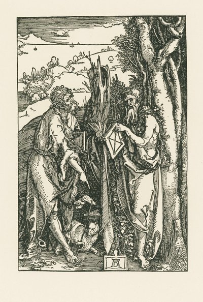 Święty Jan Chrzciciel i święty Onofriusz, ok. 1503-04 (drzeworyt) autorstwa Albrecht Dürer or Duerer