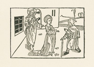 Drugie dzieło miłosierdzia: przyjęcie pielgrzyma w jego domu autorstwa Albrecht Dürer or Duerer