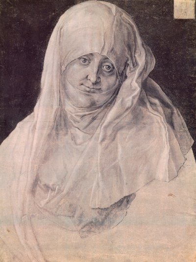Św. Anna z głową przykrytą welonem, Albrecht Durer (1471-1528), rysunek autorstwa Albrecht Dürer