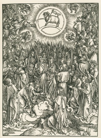 Adoracja Baranka i Hymn wybranych. Objawienie Świętego Jana, ok. 1496-97 (drzeworyt) autorstwa Albrecht Dürer or Duerer
