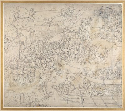 Szturm w pobliżu Rorschach nad jeziorem Konstanz, ok. 1500 (pióro i atrament na papierze) autorstwa Albrecht Dürer