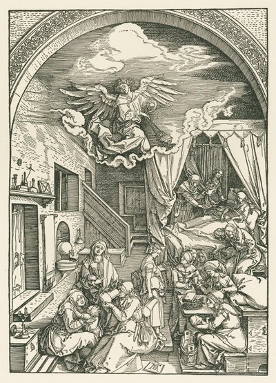 Narodziny Dziewicy, ok. 1503 (drzeworyt) autorstwa Albrecht Dürer or Duerer