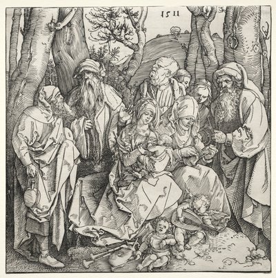 Święta Rodzina z dwoma aniołami-muzykami autorstwa Albrecht Dürer or Duerer