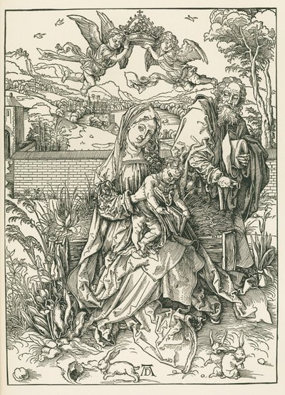 Święta Rodzina z trzema zającami, ok. 1497 (drzeworyt) autorstwa Albrecht Dürer or Duerer