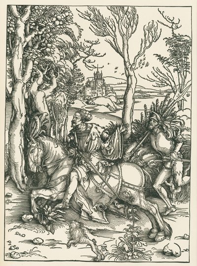 Rycerz i landsknecht, ok. 1496 (drzeworyt) autorstwa Albrecht Dürer or Duerer