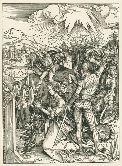 Męczeństwo świętej Katarzyny Aleksandryjskiej, ok. 1498 (drzeworyt) autorstwa Albrecht Dürer or Duerer